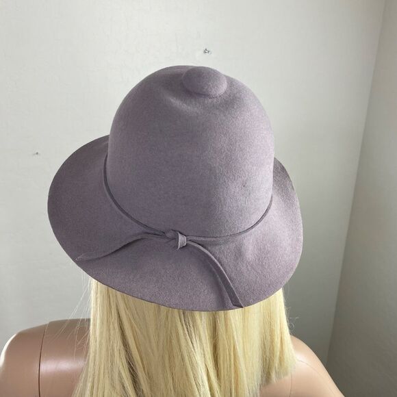 Topic vintage hat Made In Egland 100% wool grey Bowler w/ accent button on top - Picture 10 of 11